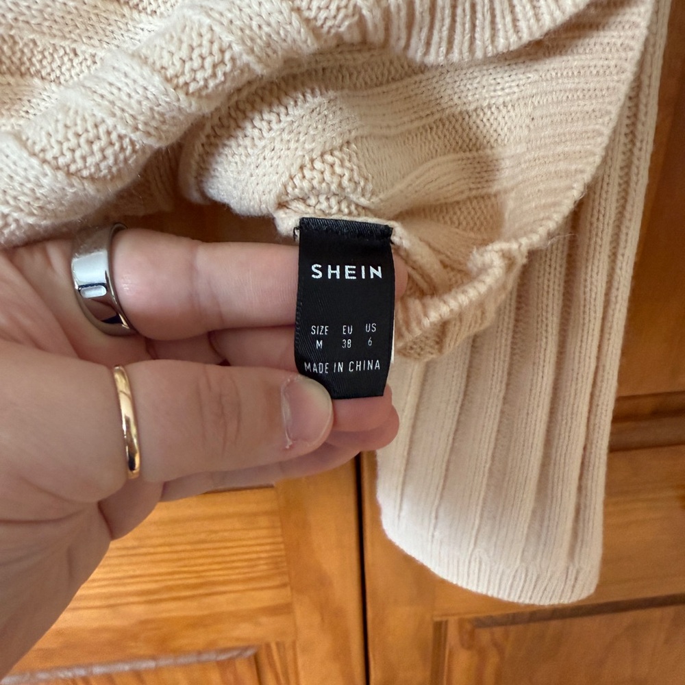 SHEIN Cream Ribbed Button-Up Cardigan - Picture 2 of 3